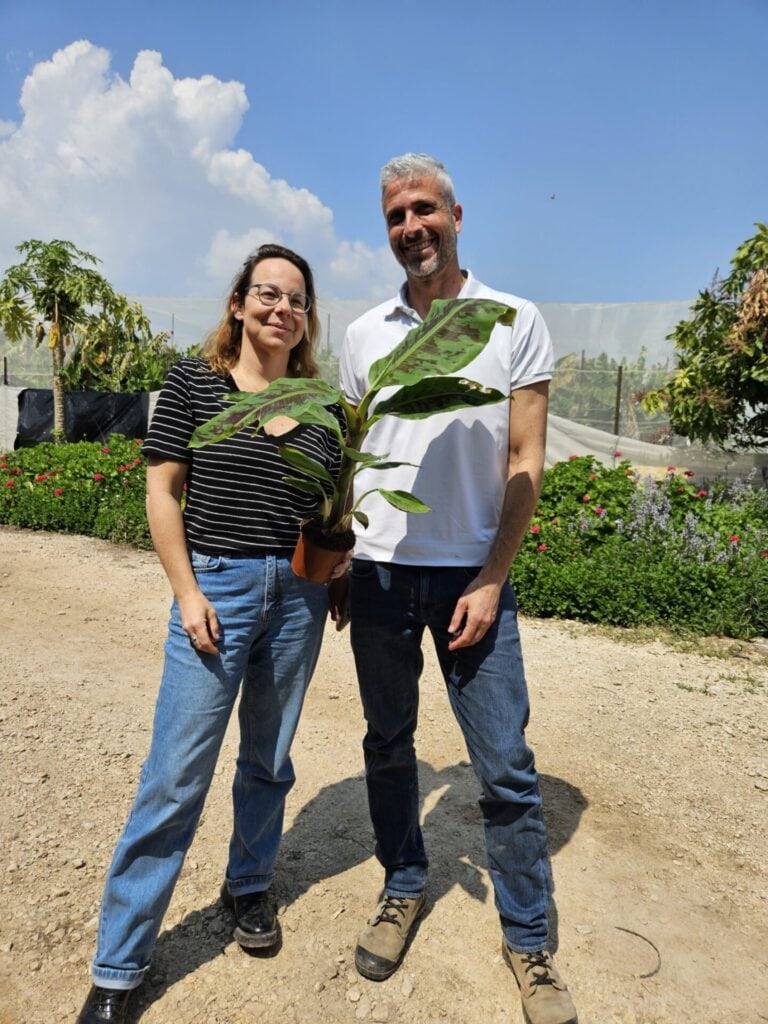 Day 8 producers Daniel Rejzner and Dana Marom hold the banana leaf. Photo courtesy of Day 8