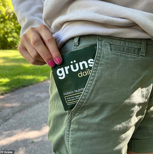 Each bag of Grüns contains eight gummies that you can feel good about drinking every day (and you can choose from low-sugar or sugar free)